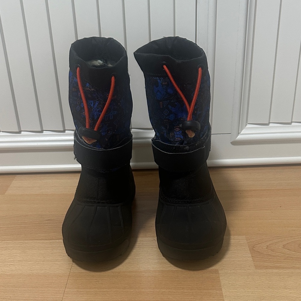 Columbia Black and Blue Kids Snow Boots